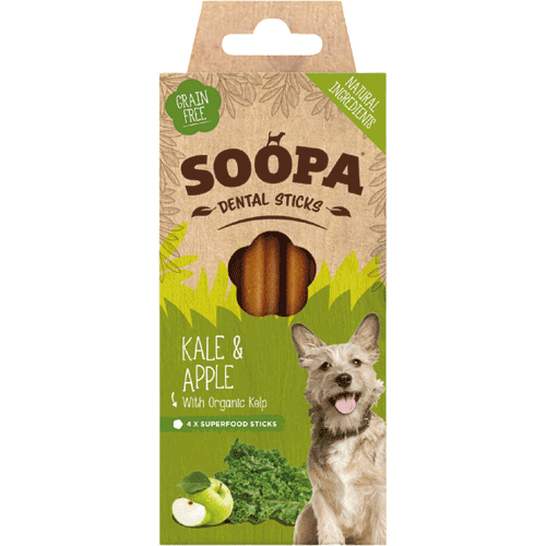Zahnpflege Kausticks Grünkohl und Apfel 100g NICHT BIO Hund Zahnpflege Soopa